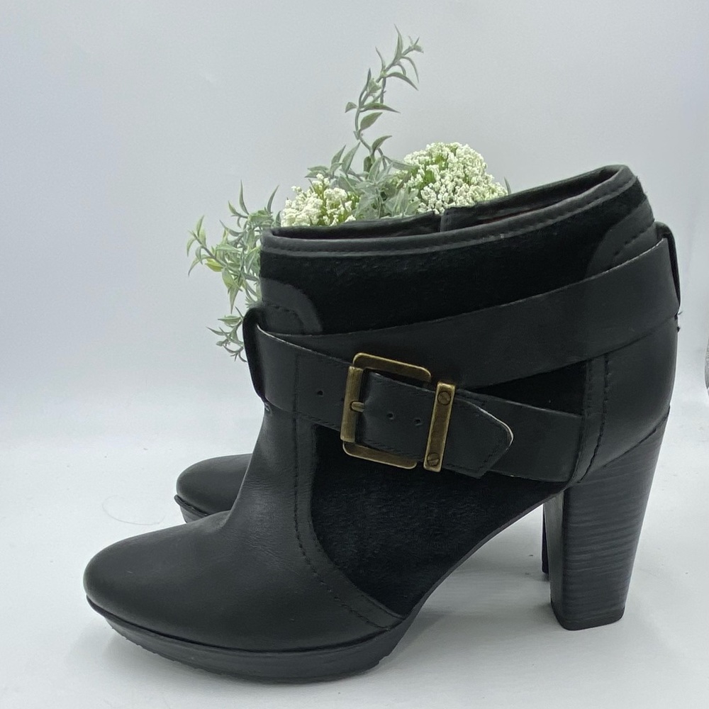 Womens Clarks Lida Dallas Block Heel Ankle Boots, Black Leather/suede Sz 9M - Picture 5 of 14